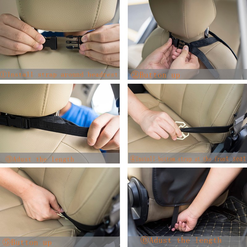 ASENDIWAY Premium PU Leather Backseat Seat Organizer with Foldable Table,