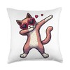 Cat Heart Shape Sunglasses Dabbing Dance Lover Throw Pillow
