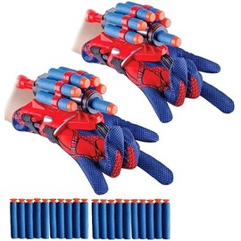 vvbvv 2 Pack Spider Web Shooters Gloves Set, Launcher Spider Gloves for Kids Superhero Role-Play Toys with LauncherIdeal for Cosplay Costume Party Supplies
