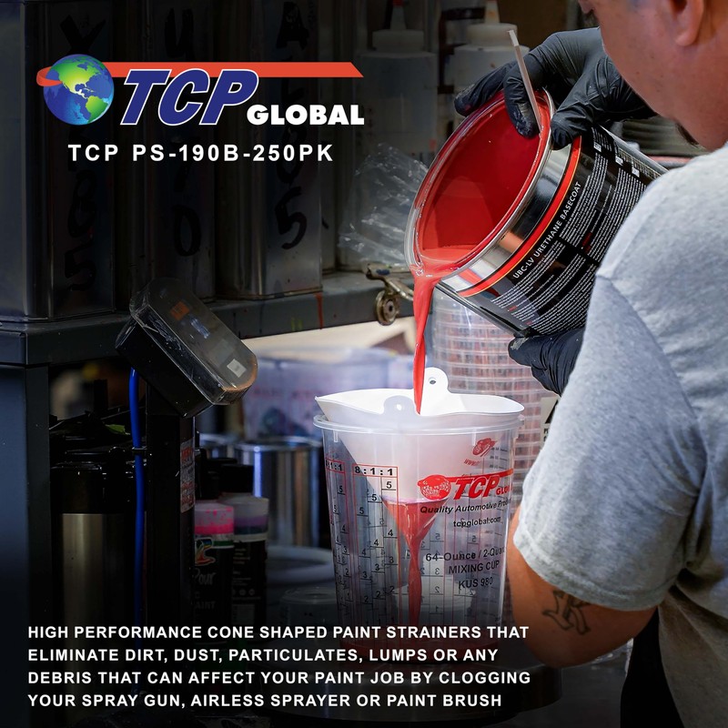 TCP Global - 190 Micron Filter Tips Ultra-Fine Paint Strainer