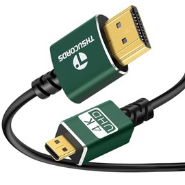 Thsucords Cable Micro HDMI a HDMI Ultra Fino 5M, Slim & Delgado Cable HDMI Micro Tipo D a HDMI Tipo A, Soporta 3D/4K@60Hz/18Gbps/1080P, Compatible con