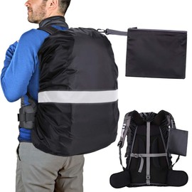 Rain Cover for Backpack, School Bag, Waterproof Backpack Rain Cover with Reflective Strips, Non-Slip Cross Buckle, Perfect for Camping, Hiking and Outdoor Activities, black, Outdoor