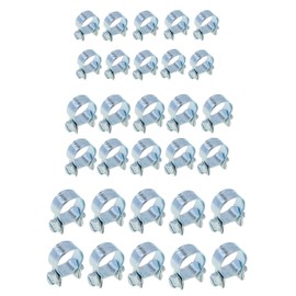 30pcs -1/4" 5/16" 3/8" Fuel Injection Gas Line Hose Clamps Clip - Pipe Clamp Assortment Kit - Perfect for Automotive, Agriculture, Plant & Construction - Mini Hose Clamp - BEAU-5043