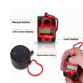 MACHSWON Red Hand Held Finger Ring Tally Counter Electronic Manual Counter Pocket Tally Counter 5-Digit Digital LCD Electronic Screen Digital Tally Counter 2PCS