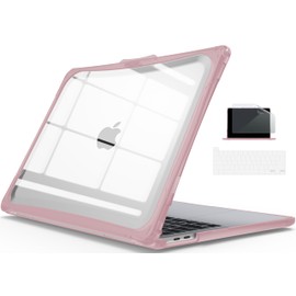 IBENZER Heavy Duty Case for 2024 2023 2022 M2 M1 MacBook Pro 13 inch A2338 A2289 A2251 A2159 A1989 with Screen Film&Keyboard Cover, Hexpact Case for 2024-2016 Mac Pro 13, Pinkish, HPE-T13PKSH+2