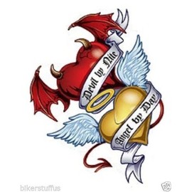 Devil UP NITE Angel by Day Sticker Helmet Sticker Bumper Sticker
