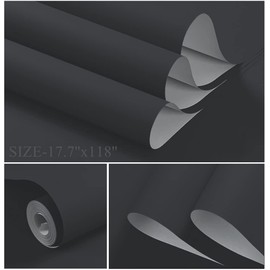 Dimoon 78.7"x17.7" Grey Dark Peel and Stick Wallpaper Gray Thicken Waterproof Contact Paper Solid Grey Nordic Dark Gray Wall Paper Self Adhesive Wallpaper Removable Shelf Drawer Liner Vinyl Roll