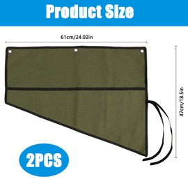 2 Piece Tool Roll Bag,Waxed Canvas Spanner Roll Bag,Spanner Organiser Bags with 16 Pockets,Heavy Duty Tool Pouch for Metric & SAE Wrenches,Spanner Holder Organizer for Men