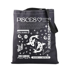 JNIAP Zodiac Sign Gift 12 Constellation Birthday Gift for Astrology Lover Horoscope Tote Bag (PISCES Tote Bag)