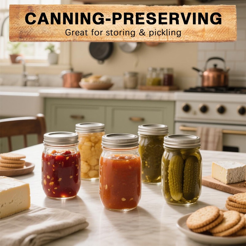 16 oz - 5-Pack Regular Mouth Glass Jars with Lid