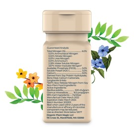 Organic Plant Magic - Truly Organic™ Easy to Use Soluble Plant Food Shaker: All-Purpose Fertilizer Concentrate for All Flower Vegetable Herb Fruit Tree Indoor Garden & House Plants [One 3 oz Shaker]