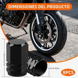 8pcs Juego de Tapones Válvulas Llantas Universales de Aluminio Ideal(negro) | Juego de Tapones Válvulas Llantas Universales Cubre Válvulas de Aluminio