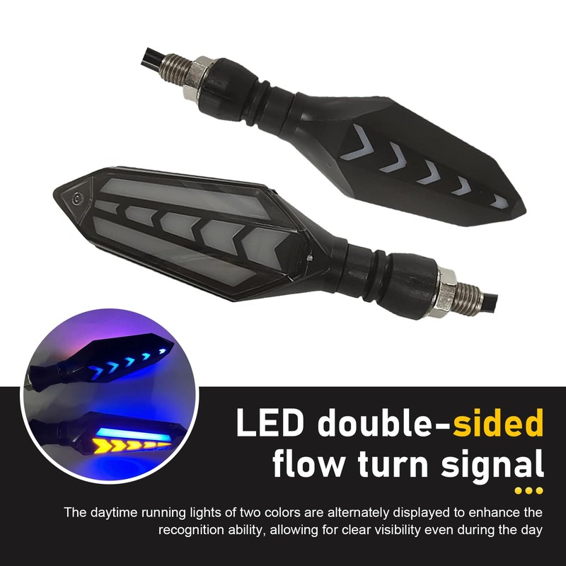 Qurbuns 4 PCS Motorcycle Turn Indicator Lights, Arrow Shape Flowing