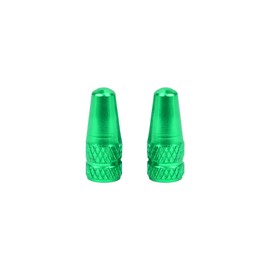Miliheaven Green Metal Presta Tire Valve Dust Caps (2 Pack) for Bicycles and Motorcycles | Not for Cars | Anodised Alloy | Screw-On