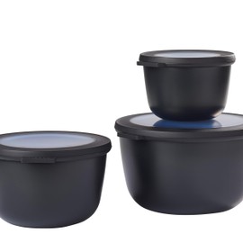 Mepal Multischüssel-Set Cirqula 3-teilig - Nordic black - hoch und rund - Inhalt: 500, 1000, 2000 ml - bruchfestes Material - auslaufsicher - tiefkühlgeeignet - spülmasengeeignet