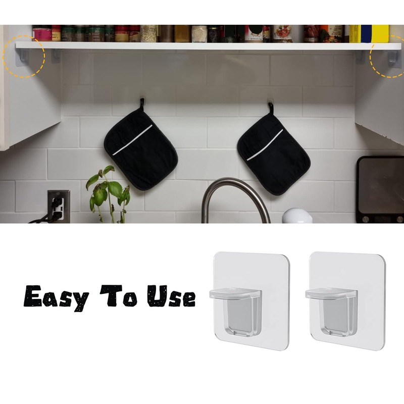 GUQIANLU 12-Pack Adhesive Shelf Clips - No-Drill Shelf Bracket Holders