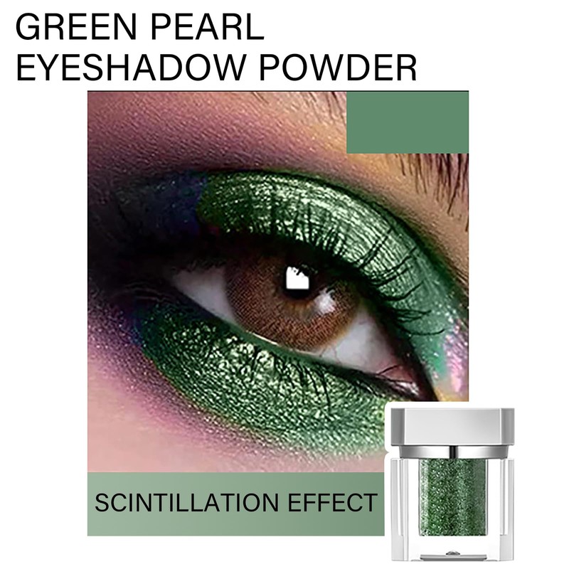 Green Pearl Eyeshadow Powder - Shimmering and Waterproof Metallic Eyeshadow
