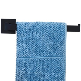 MyGift 9 Inch Premium Hotel Series Commercial Grade Stainless Steel Hand Towel Holder Bar, Wall Mounted Matte Black Rail Hook for Hanging Bathroom Hand Towels