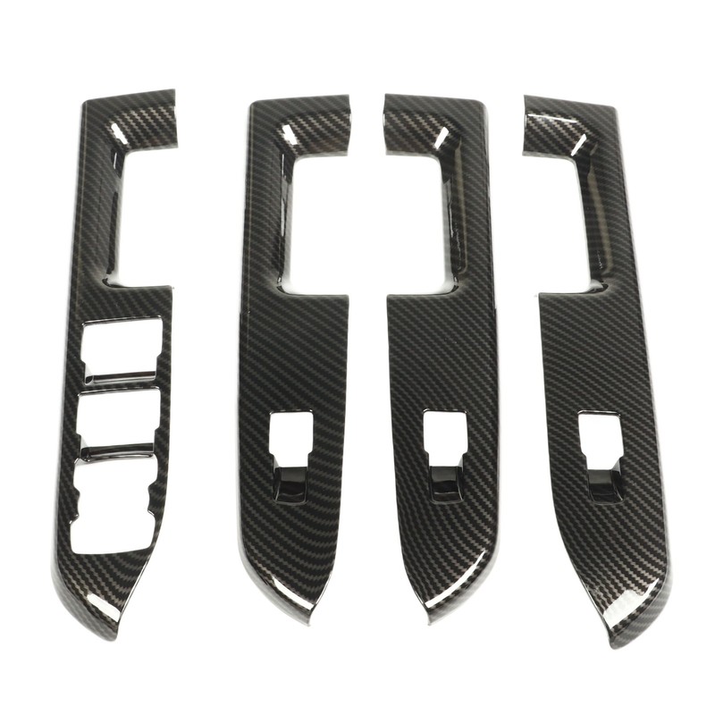 4 Pcs Door Window Control Panel Cover Carbon Fiber Style