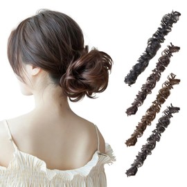 Rope Wig, Curly Hair Bun Point Wig, Extendable, Long, Curly Hair Wig, Cosplay, Hair Wig, Shichi-Go-San Hair Ornament, Volume Up, For Kids, Adults, Easy Arrangement, Twin Tails (Dark Brown)