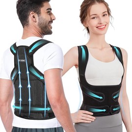 Fit Geno Posture Corrector improves posture, Relief Body, reduces hunchback, and offers comfortable support. Perfect for sports, outdoor activities, and gifts. Healthcare For Man and Woman:_Black_Small