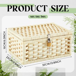 Cinnvoice Discreet Lockable Adult Toy bag Storage Organizer Case for Women and Men, Adult Game Toy Wicker Baskets with Lid and Lock, 13.8 x 9.8 x 6.3 Inch Storage Box for Toys Container (Creamy White)