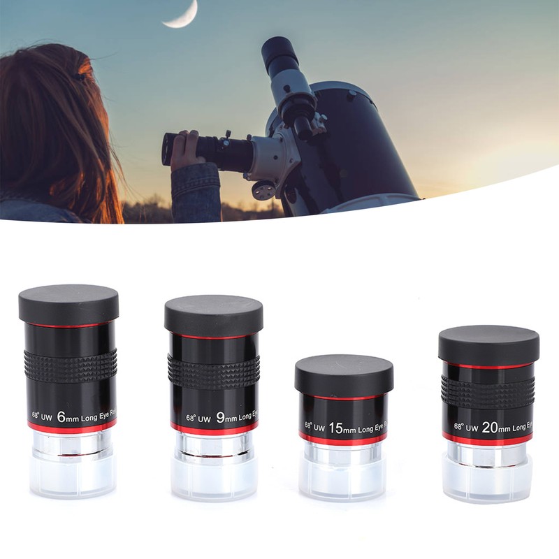 1.25" 68° Ultra Wide Angle FMC Eyepiece Kit 6+9+15+20mm for