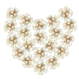 levylisa 20 PCS Pearl Flower Buttons Vintage Pearl Brooch for Jewelry Making, Wedding Rhinestone Button Charm Embellishments for Women DIY Clothes Bags Shoes Decoration