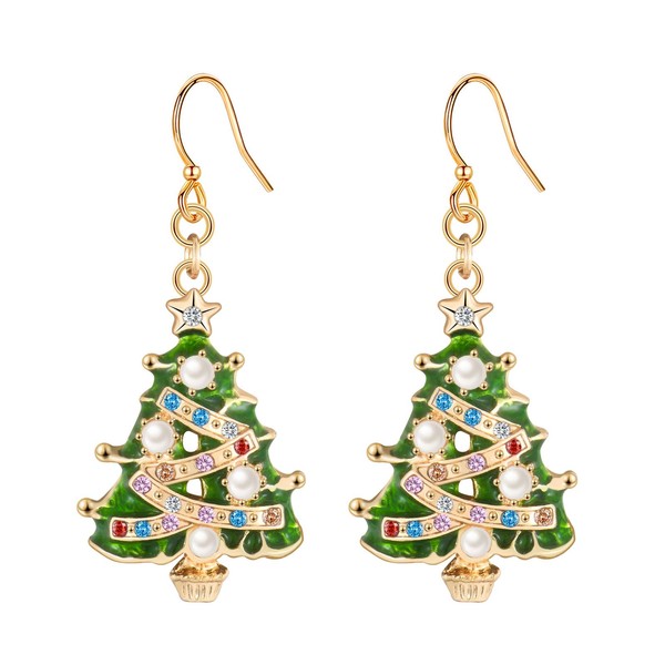 Christmas Earrings for Women, Xmas Christmas Tree Drop Earrings with
