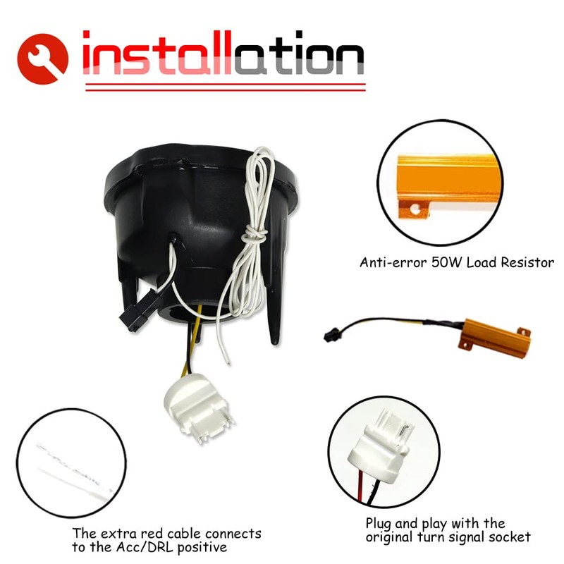 KENRTIR Smoked Lens DRL LED Turn Signal Lamp Compatible with