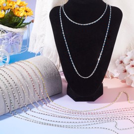 Spritewelry 10 M Rhinestone Link Chains Silver Iron Glass Crystal Chains Colorful Necklace Bracelet Craft Chain for Jewelry Making Sewing Fringe Decoration