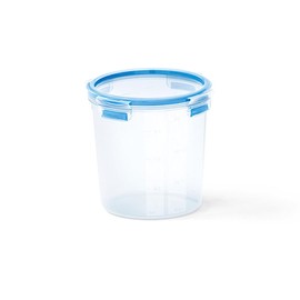 Emsa 508553 Clip & Close Frischhaltedose | Rund | 2,0 Liter | Clip-Verschluss | Kunststoff | Transparent/Blau, 1 Stück (1er Pack)