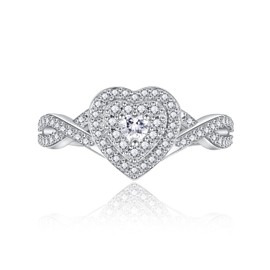 Teardrop Cremation Ring for Ashes 925 Sterling Silver Urn Keepake Rings Memorial Jewelry for Women (Heart(White), 6)