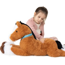 MaoGoLan Large Horse Plush Stuffed Animal, Big Horse Plush Toy, Stuffed Horse Toy, Ridable Pony Plush Pillow for Kids Girls 33 inches Tan