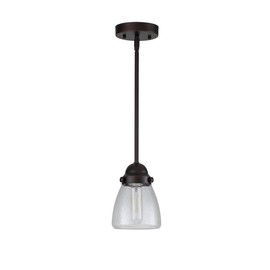 Edvivi Yellowstone 1-Light Pendant Light with Seeded Glass Shade, Adjustable Height Rustic Hanging Ceiling Lighting Fixture for Kitchen Island, Sink, Dining Room, Oil Rubbed Bronze Finish, 5.25 in.
