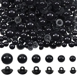 TOAOB 320pcs Sew On Safety Eyes Buttons Black 8mm to 15mm Plastic Mushroom Domed Sewing Crafting Eyes for DIY Stuffed Animals Amigurumis Crochet Doll Making