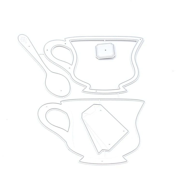 KSCRAFT Tea Cup Shaker Metal Cutting Dies Stencils for DIY