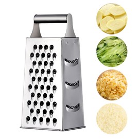 Kitchen Stainless Steel Food Slicer, Professional Box Grater, Kitchen Cheese Grater for 4-Sided Box Grater - Slip Handle& Easy to Clean (Silver)