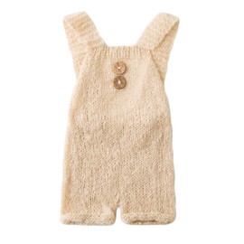 Baby Photography Props Boy Girl Photo Shoot Outfits Newborn Crochet Costume Infant Knitted Clothes Outfit (Beige)