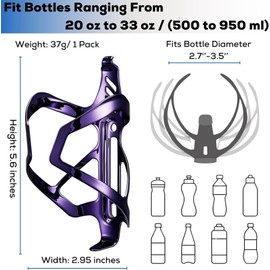 CNCLOL Bike Water Bottle Holder,Lightweight Aluminum Bicycle Bottle cage Shockproof Design,Cycling Drink Cup Holder for Road Mountain BMX Kids Gravel Bike Cycle.（black/red/blue/orange/purple）