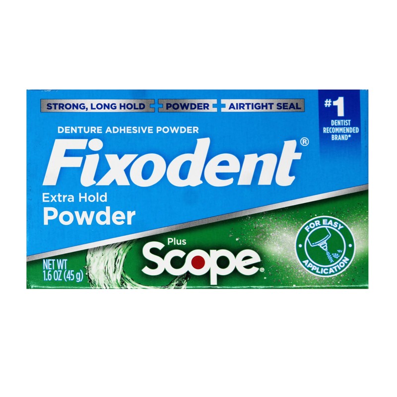 Fixodent Denture Adhesive Powder, Extra Strong, Plus Scope, Strong, Long