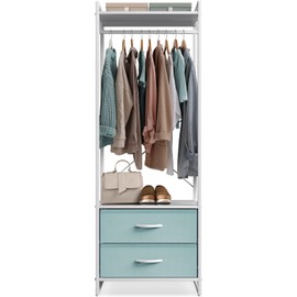 Sorbus Premium Cothing Rack with Drawers - Heavy Duty Wardrobe Closet with Metal Frame & Wooden Top - 70Inch Tall Garment Rack- Lightweight Freestanding Coat Closet - for Hallway, Bedroom