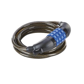 Prophete Coiled Combination Cable Lock Black 150 cm - 4 Number Combination, Freely Coding, Holder for Frame Mounting, Diameter 8 mm, Compact Anti-Theft Protection for Bicycles