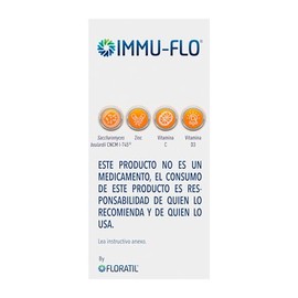 IMMU-FLO® Suplemento alimenticio a base del probiótico Saccharomyces boulardii CNCM I-745, zinc, vitaminas C y D3 apoya al sistema inmune, efecto anti