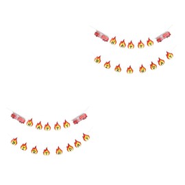 Kisangel 2 Sets Fireman Birthday Banners Creative Firefighter Birthday Decoration with Unique Fire Truck Pattern for Party Doors Windows for Celebrations