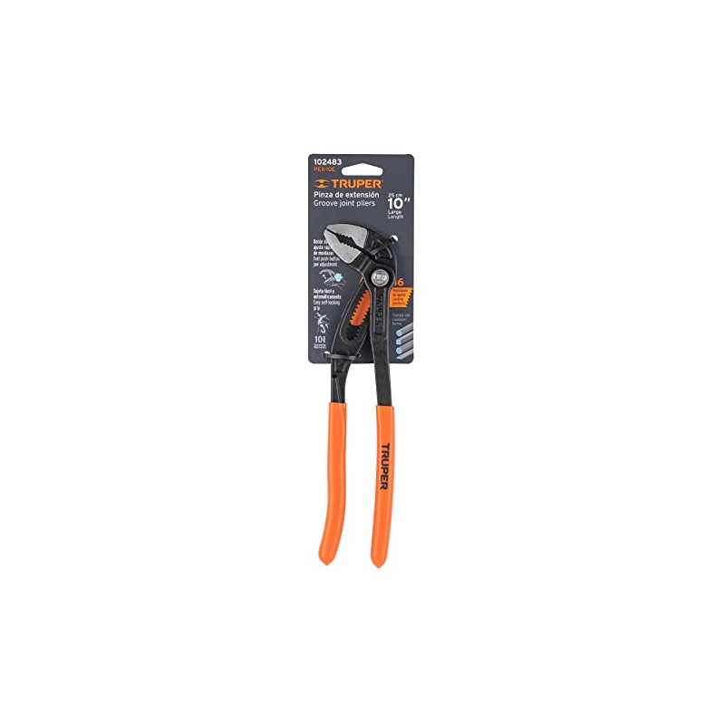Truper PEX-10E, Pinza de extensión 10", mango de PVC