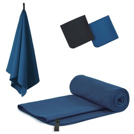 Lepat Microfibre towel, Ultra Lightweight Gym Towel, Super Absorbent Compact Camping Towel, Quick Dry Microfiber Towels for Sports Hiking Travel Camping Beach Swimming (Navy Blue, 40 * 80cm)