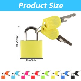 Pack of 8 Small Padlock with Keys, 8 Colours Luggage Lock, Luggage Locks with Keys, Small Suitcase Lock, Mini Security Lock for Luggage, Travel Bags, Suitcase Lock, Travel Lock