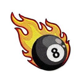 Generic 3.5"" Flaming Eight 8 Ball Patch - Embroidered Billiard Pool Applique Appliques Iron On Sew On Patches for Holes, Clothing, Jeans, Hat, Backpacks, Clothes - 8 Ball Iron On Patch, 9083459034