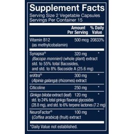 Advanced Nootropic Formula - Supports Cognitive Health & Brain Function (30 Vegetarian Capsules)